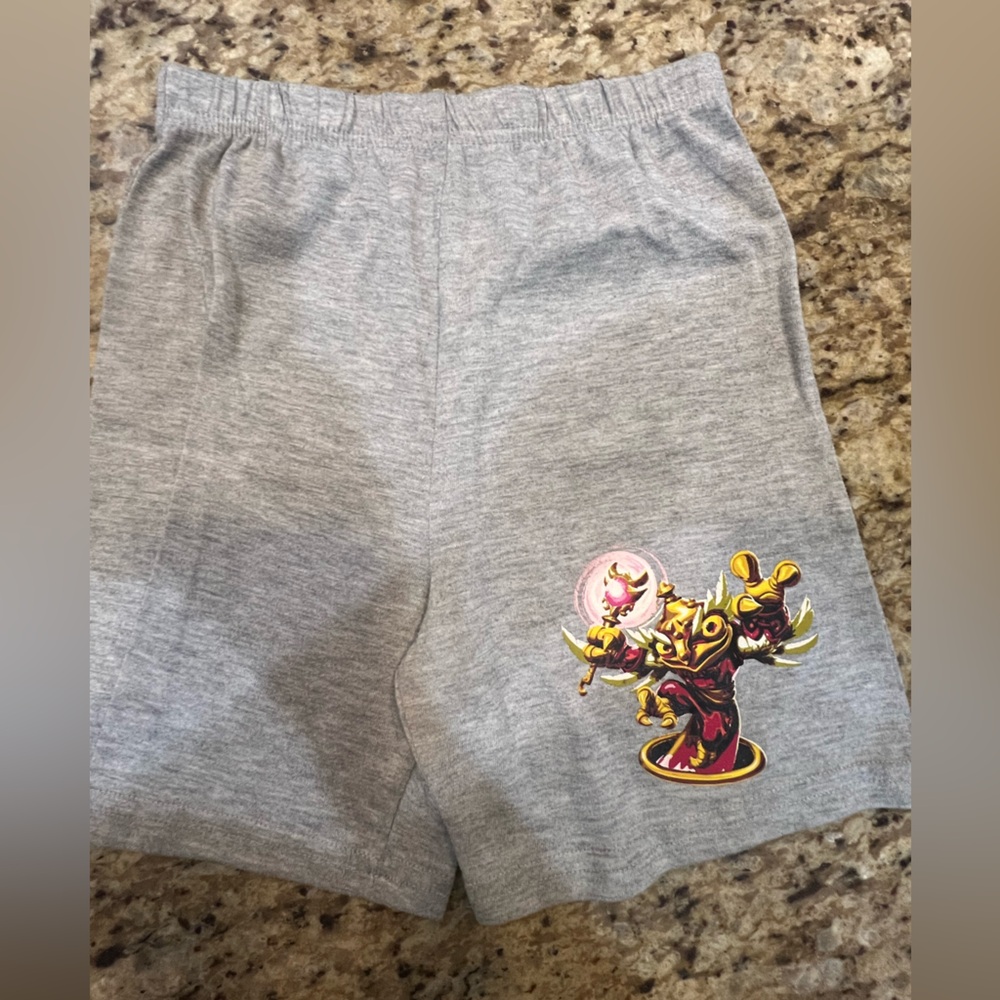 Gray Kids Shorts with Cartoon Print